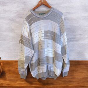 Vintage Tundra Canada Men Sweater Size L/G Beige Multi-color Block Patchwork